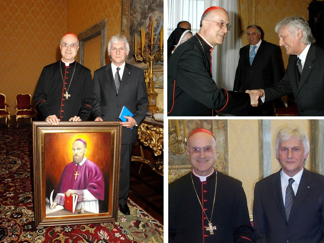 12-	Cerimonia di consegna del ritratto di “San Francesco di Sales” nella Sala dei Concordati in Vaticano a S. Em. Rev. Cardinale Tarcisio Bertone
