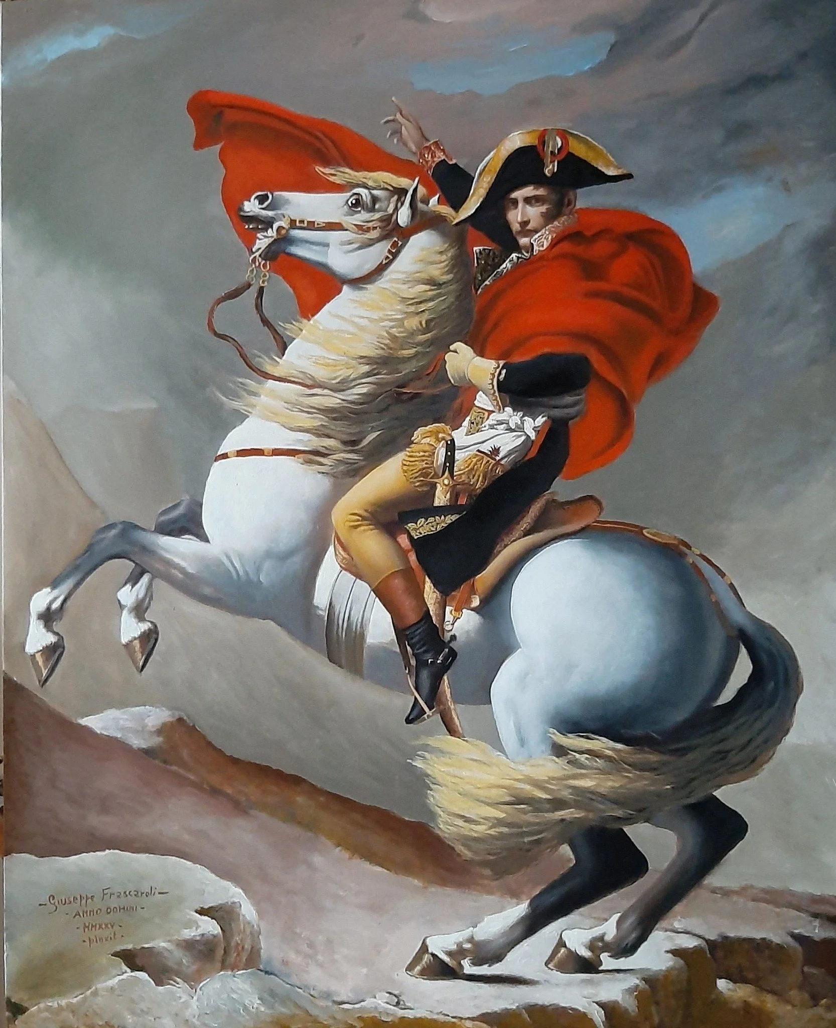 NAPOLEONE A CAVALLO - omaggio a Jacques-Louis David - , olio su tela cm 100x80, 2025