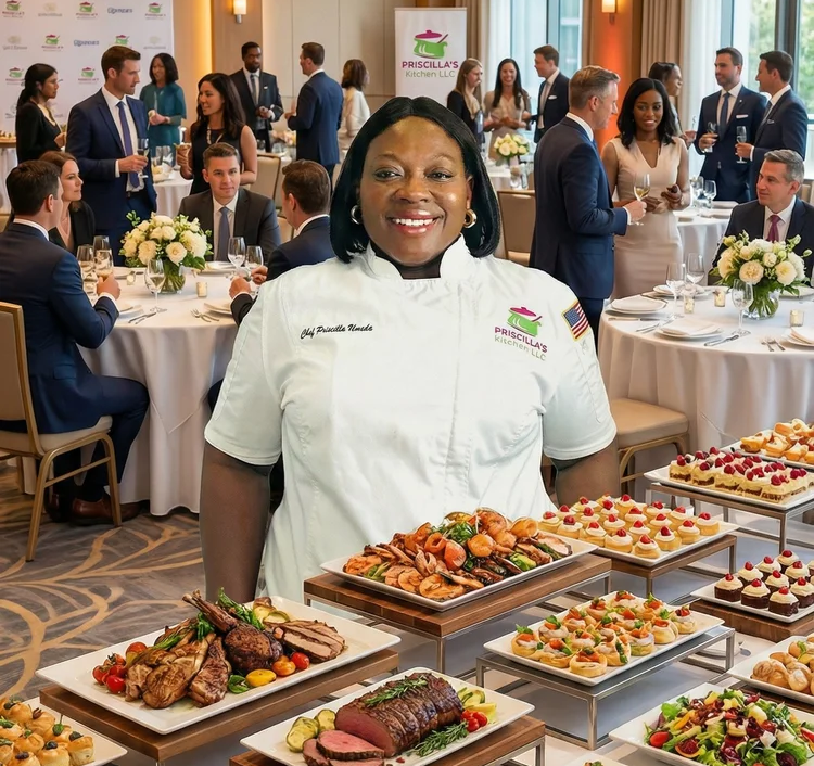 Fresh green beans mixed with sliced red peppers, chopped green onions, garlic, and herbs in a foil container.