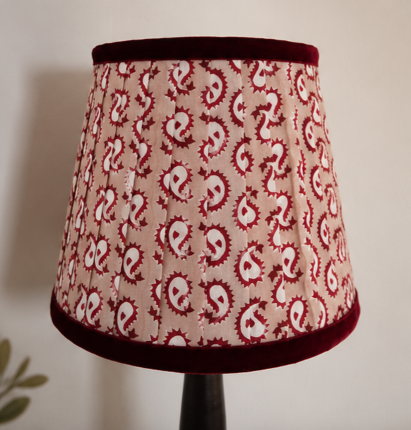 Double Pleated Lampshade – Pink and Red