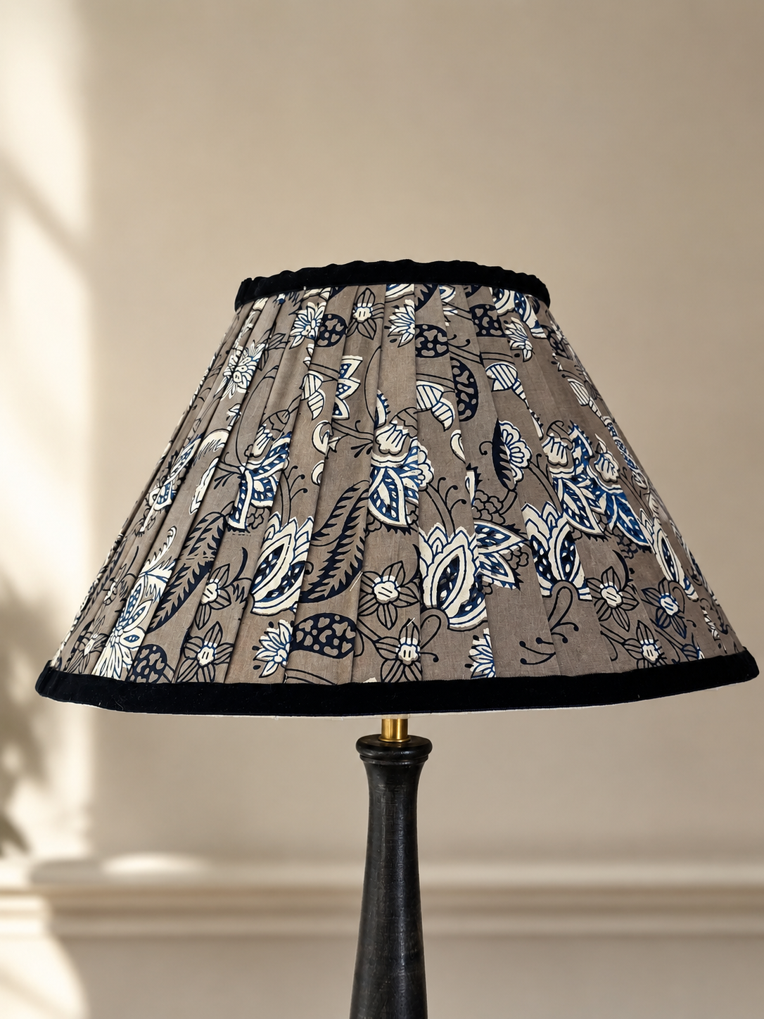 Double Pleated Lampshade – Taupe and Navy
