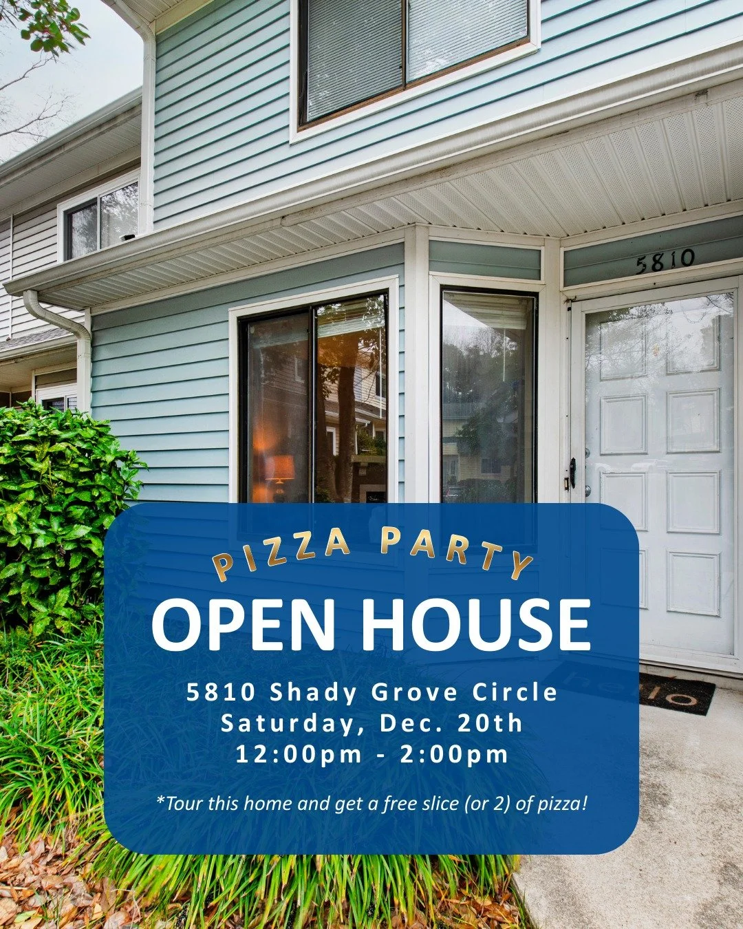 Pizza first. Touring second. Priorities matter. 🍕

Join me for a Pizza Party Open House at

📍 5810 Shady Grove Circle
🗓 Saturday, December 20th
⏰ 12:00&ndash;2:00 PM

Tour the home, check out the potential, and grab a free slice (or two). Affordab