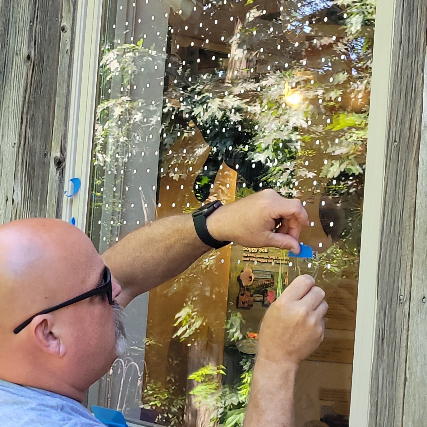 Appalachian Audubon helped to partially fund the retrofit of Wildwood Park's Benjamin Olewine III Nature Center with @featherfriendly dots to reduce bird collisions! Dots spaced no more than 2 inches apart horizontally and vertically have been shown