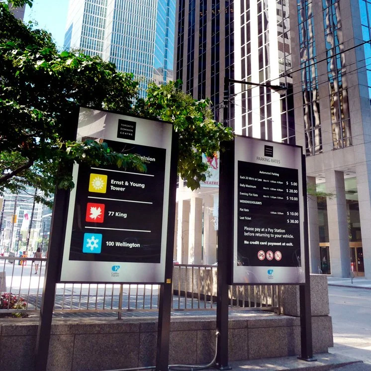 Toronto Dominion Centre Freestanding exterior wayfinding signs in Toronto, Ontario