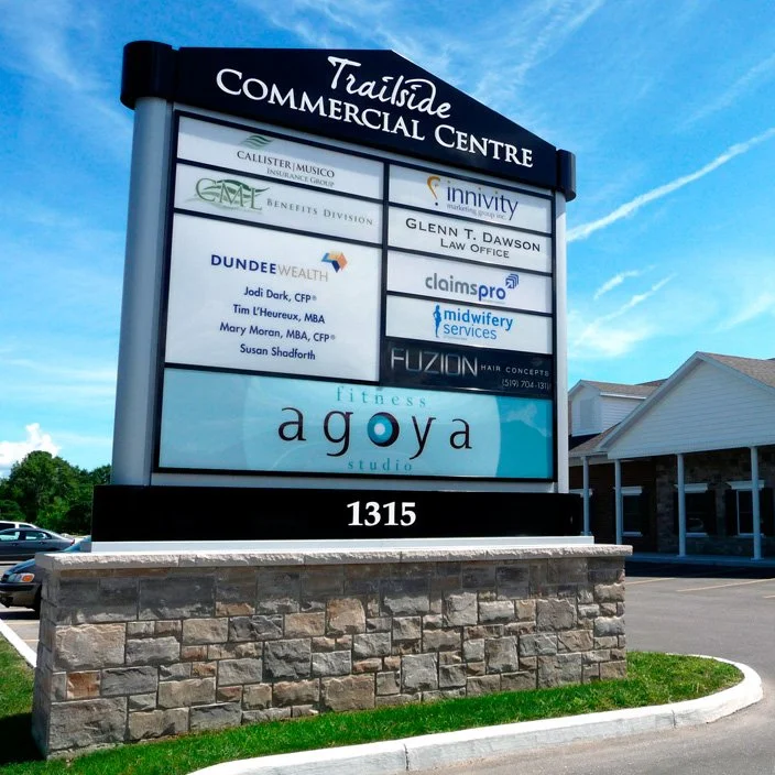Pylon for the Trailside Commercial Centre in Sarnia, Ontario.