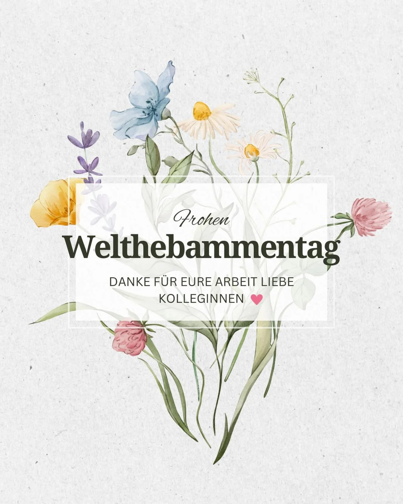 Heute ist Welt-Hebammentag.

Ein gro&szlig;es Danke an alle Kolleginnen, die jeden Tag mit Fachwissen, Ruhe und Einsatz Familien w&auml;hrend Schwangerschaft, rund um die Geburt und im Wochenbett begleiten. Die Verantwortung, die ihr tragt, und die A