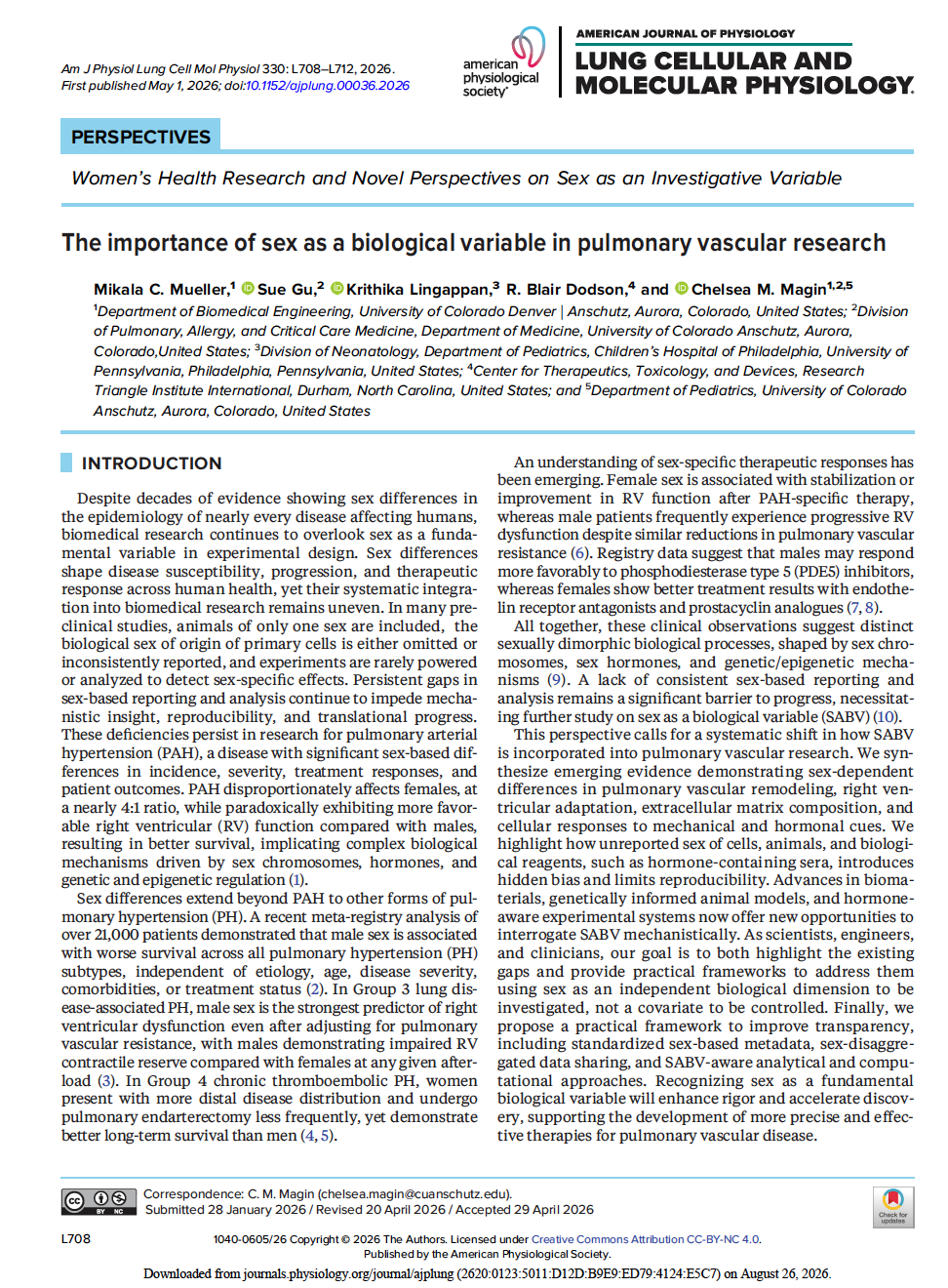 The importance of sex as a biological variable in pulmonary vascular research