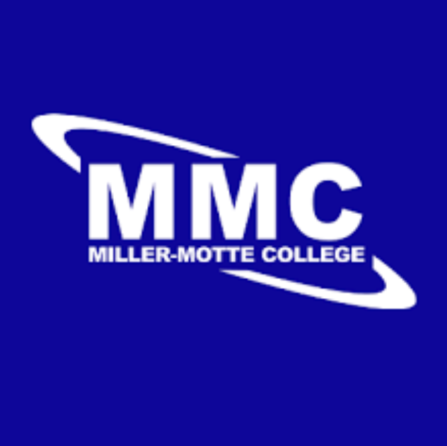 Logo of Miller-Motte College with the initials MMC and a stylized orbit design in white on blue background.