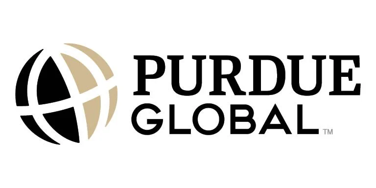 Purdue Global logo featuring a stylized globe with black and beige segments and the text 'PURDUE GLOBAL' to the right.