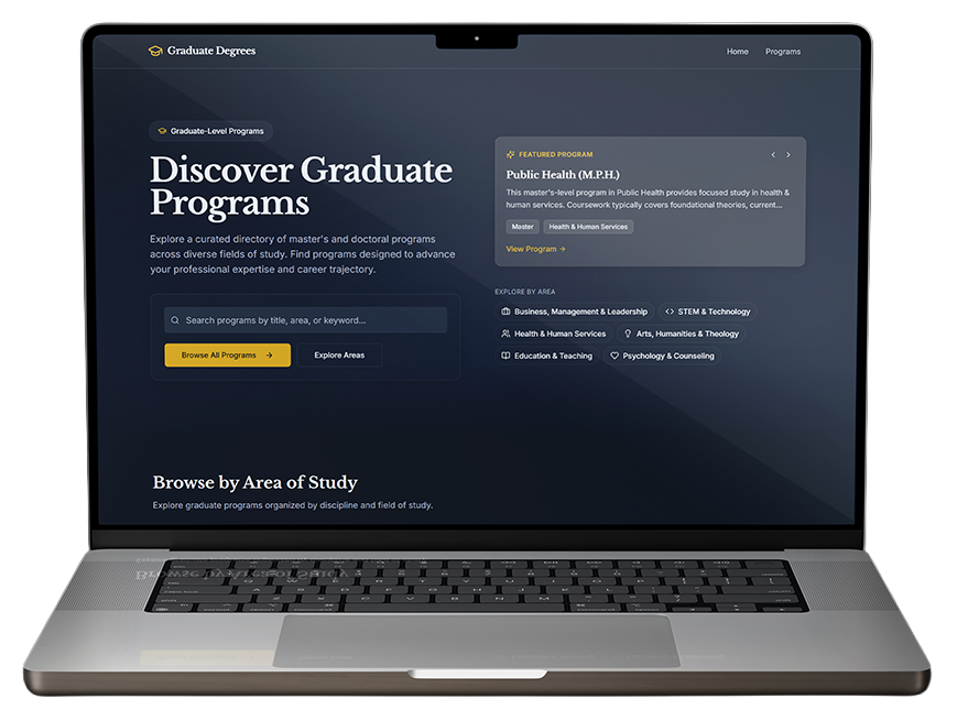 graduatedegrees.info website mockup