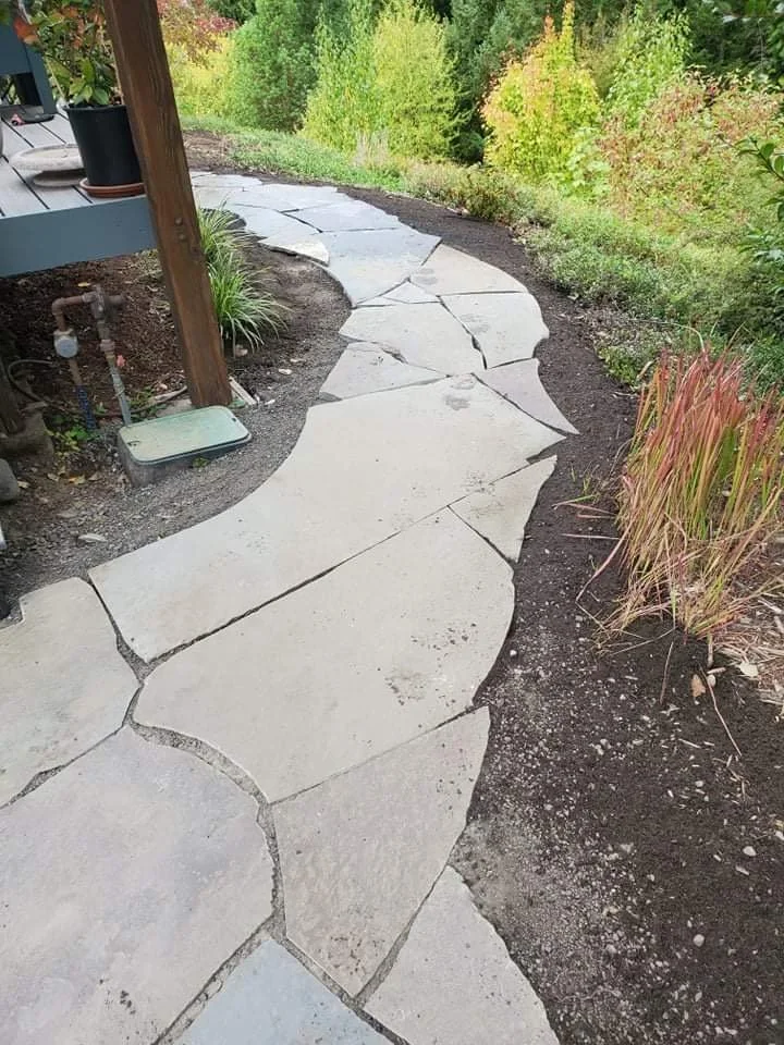Stone path leading through the garden.