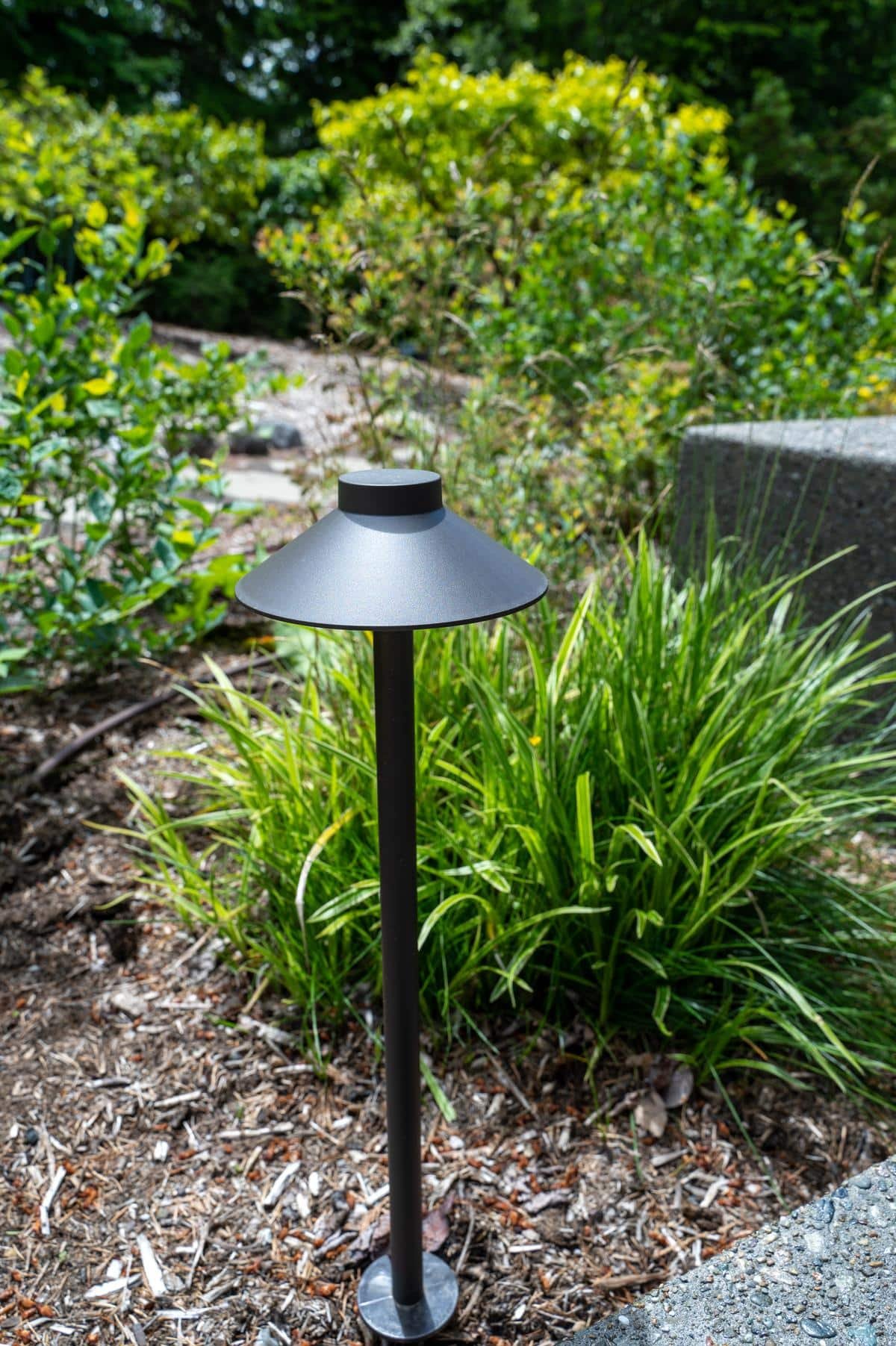 Close up of LED landscape light.