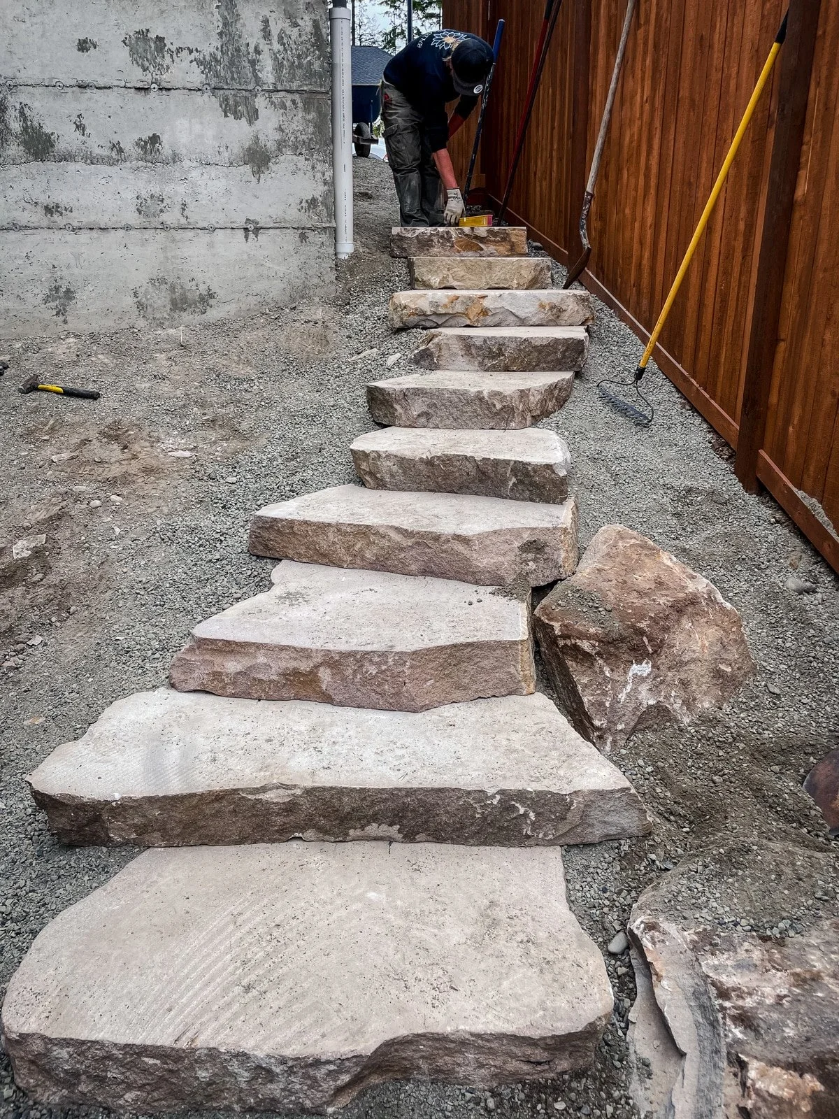 Stacked stone stairs.
