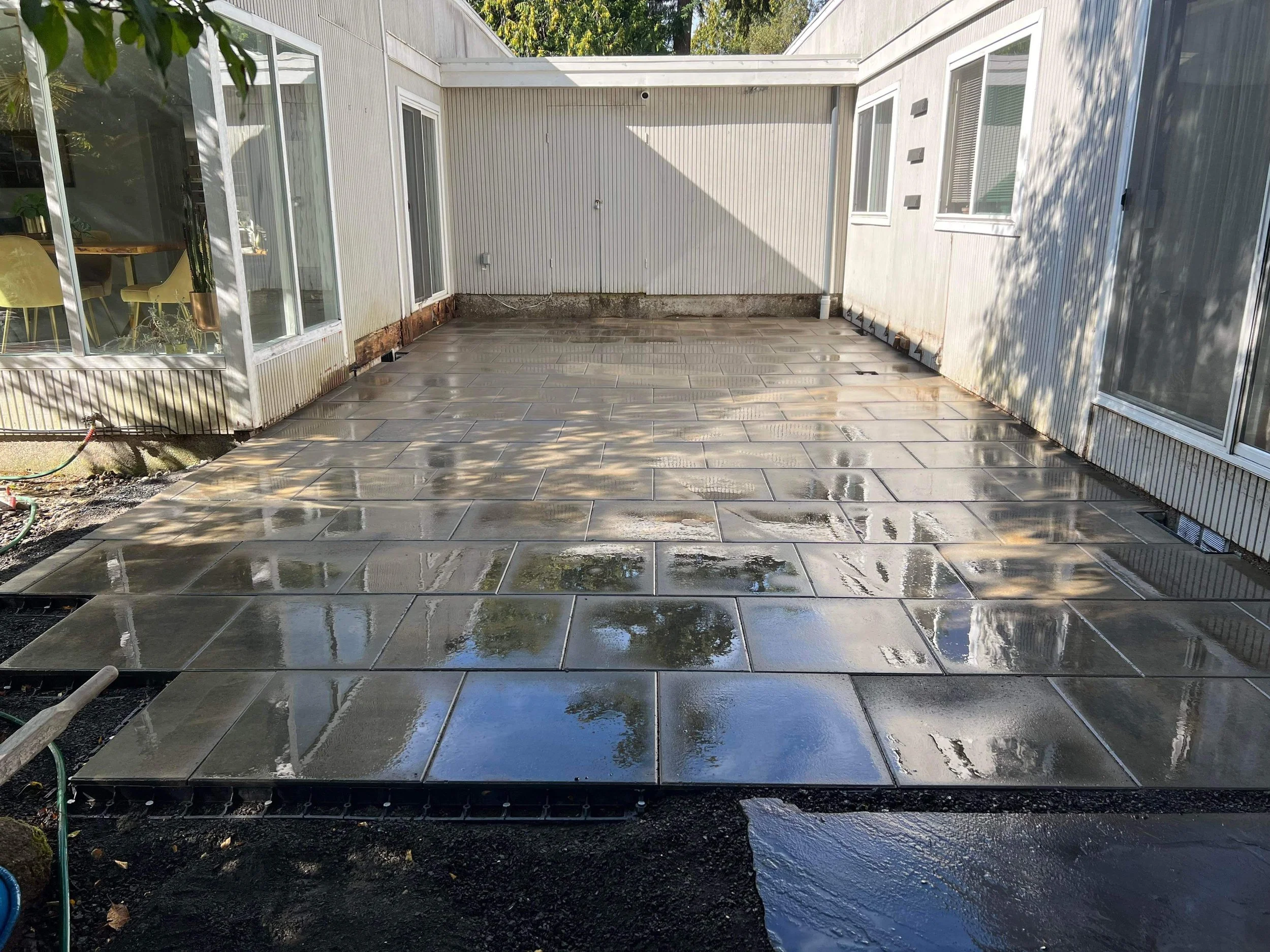 Large pavers installed as a patio.