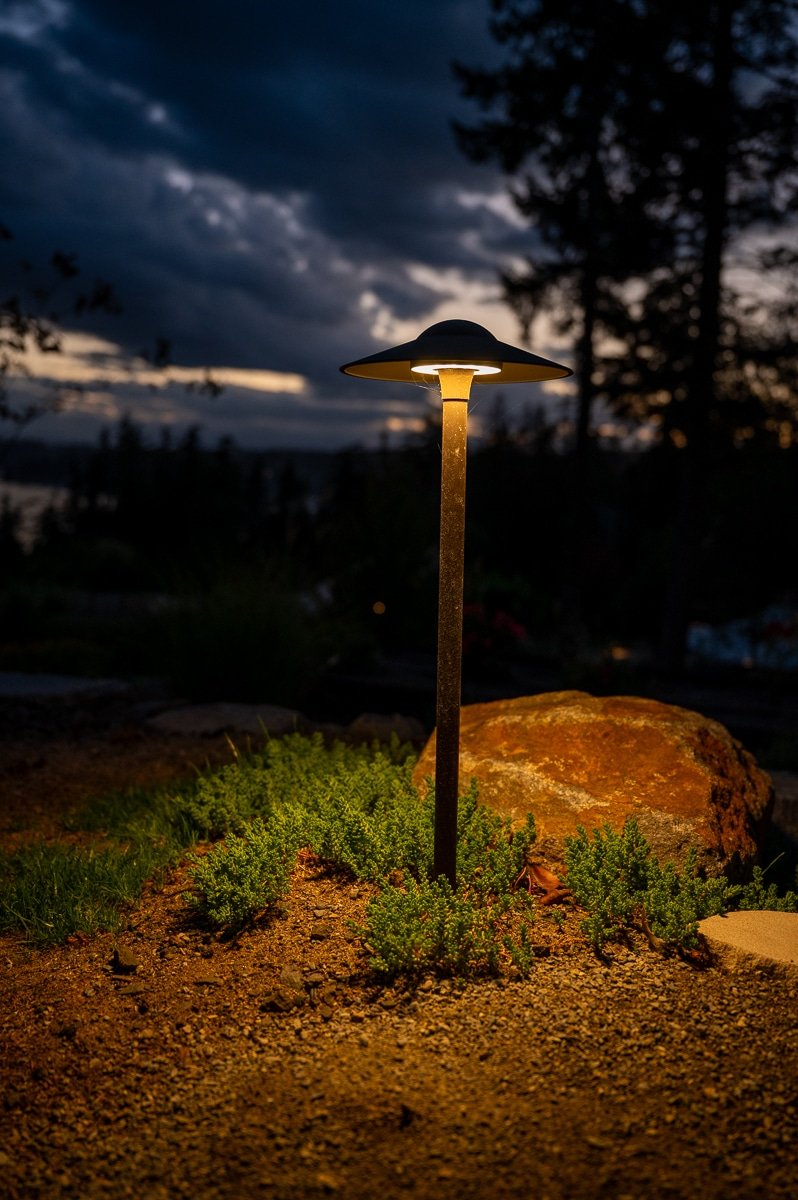 LED landscape light in the garden.