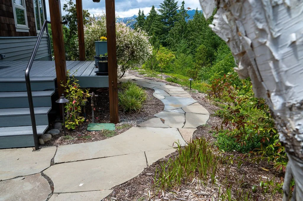 Close knit slate walkway.