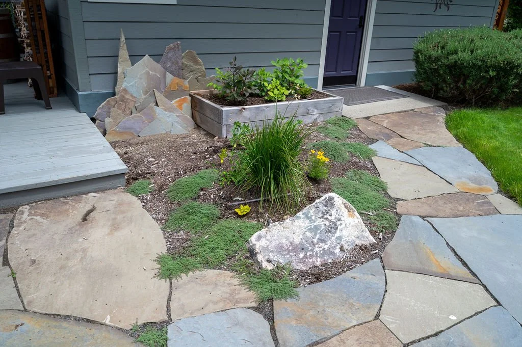 Curving stone path.