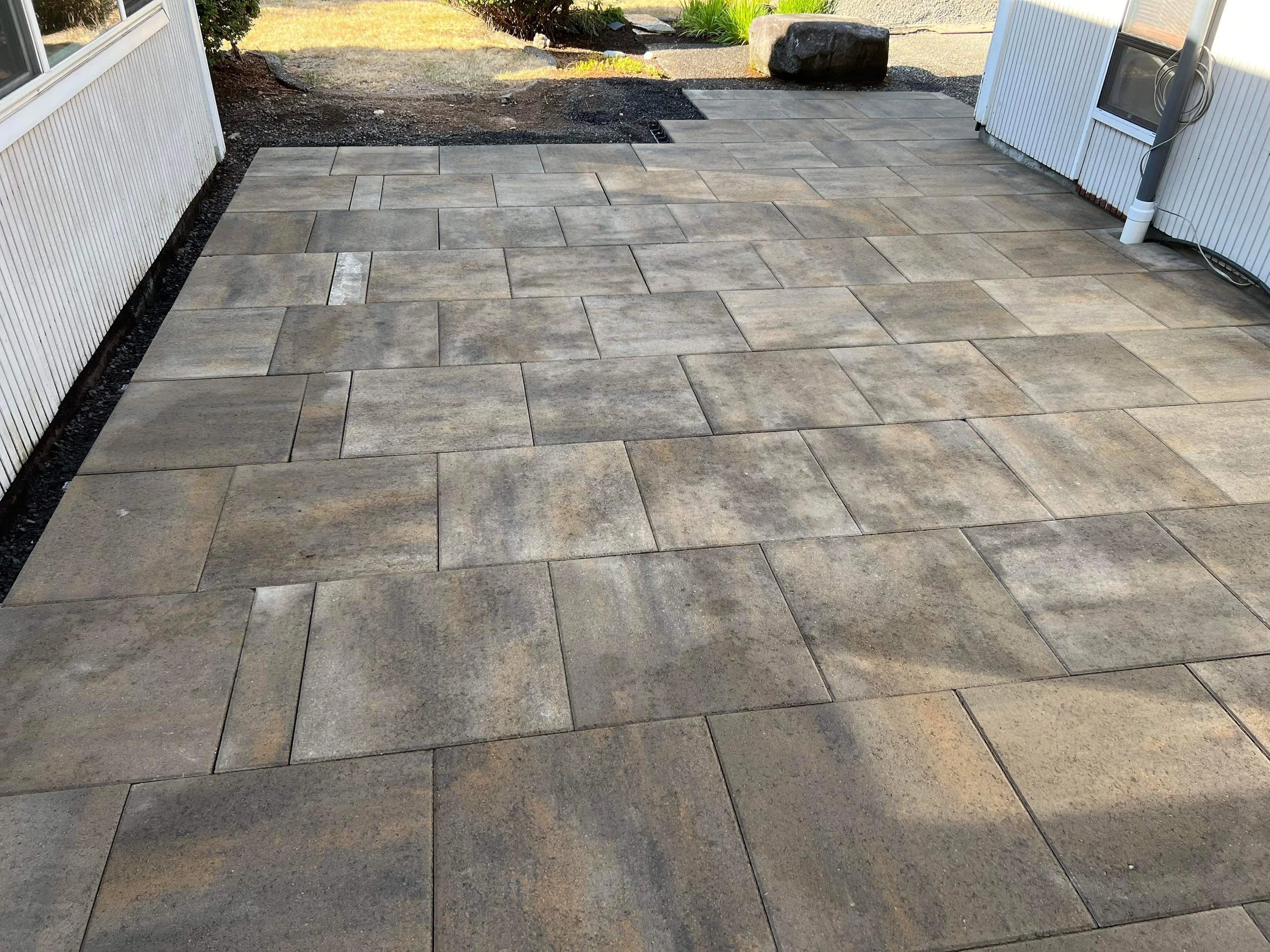 Paver patio using large pavers.