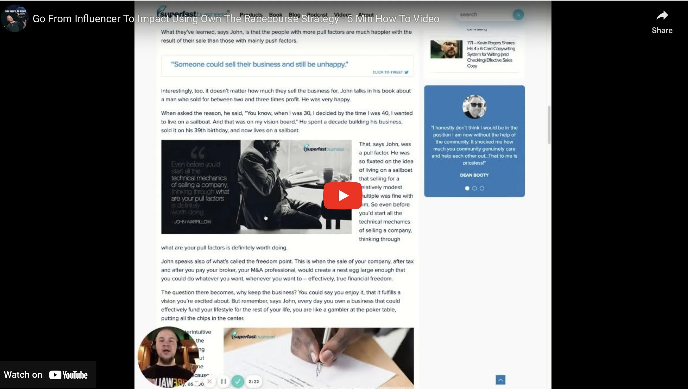 Go From Influencer To Impact Using Own The Racecourse Strategy - 5 Min How To Video