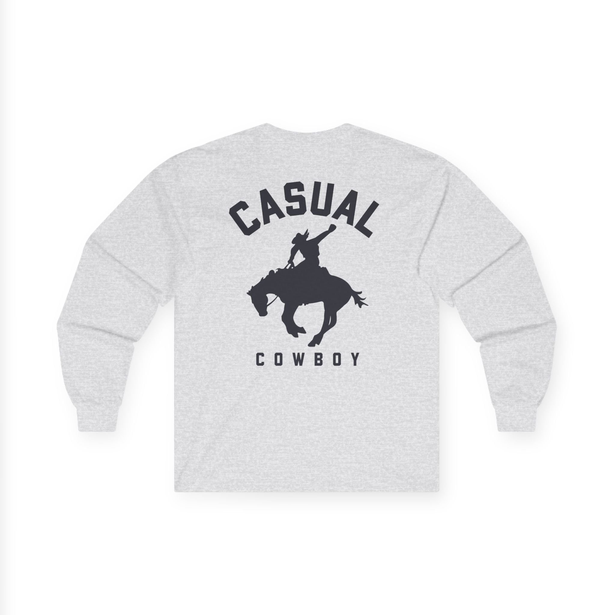 Casual Cowboy Gray + White Graphic Long sleeve T-Shirt