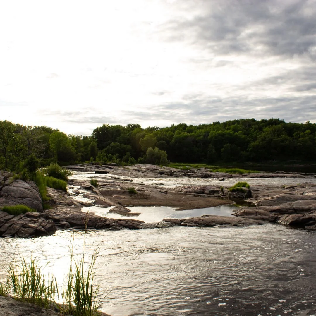 Whitemouth Falls Provincial Park, Manitoba, showing the mix of water and Canadian Shield.