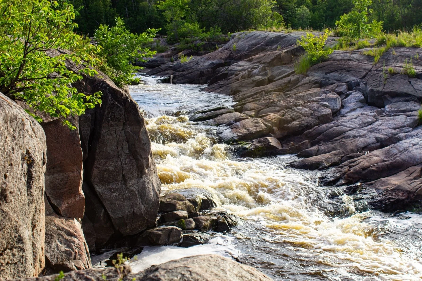 Rapids at Whitemouth Falls Provincial Park, Manitoba, an iconic site where the Winnipeg River and Whitemouth River meet.