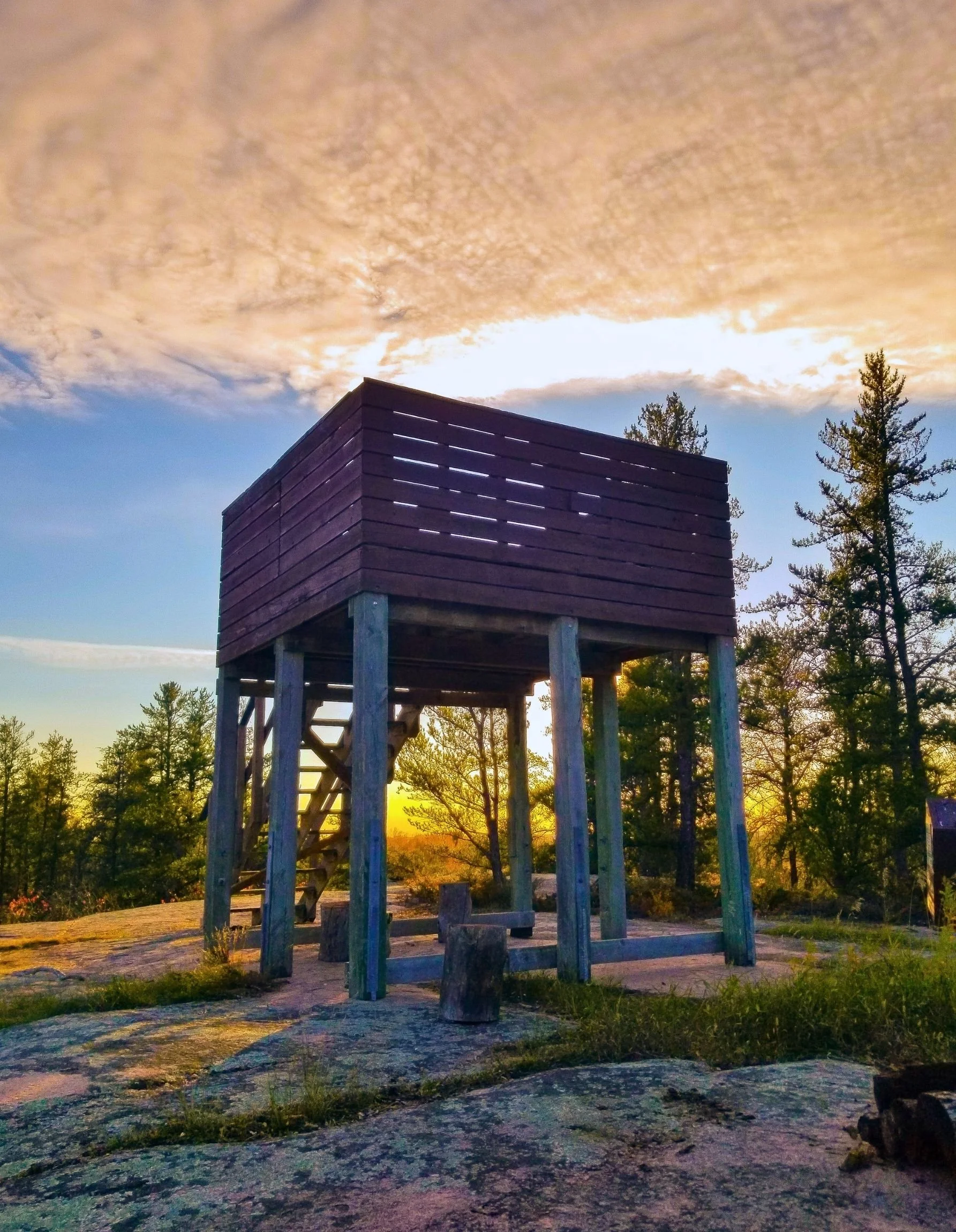 The lookout tower along Blueberry Rock Trail in Lac du Bonnet, Manitoba