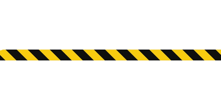 A black and yellow caution tape above a blank white space.