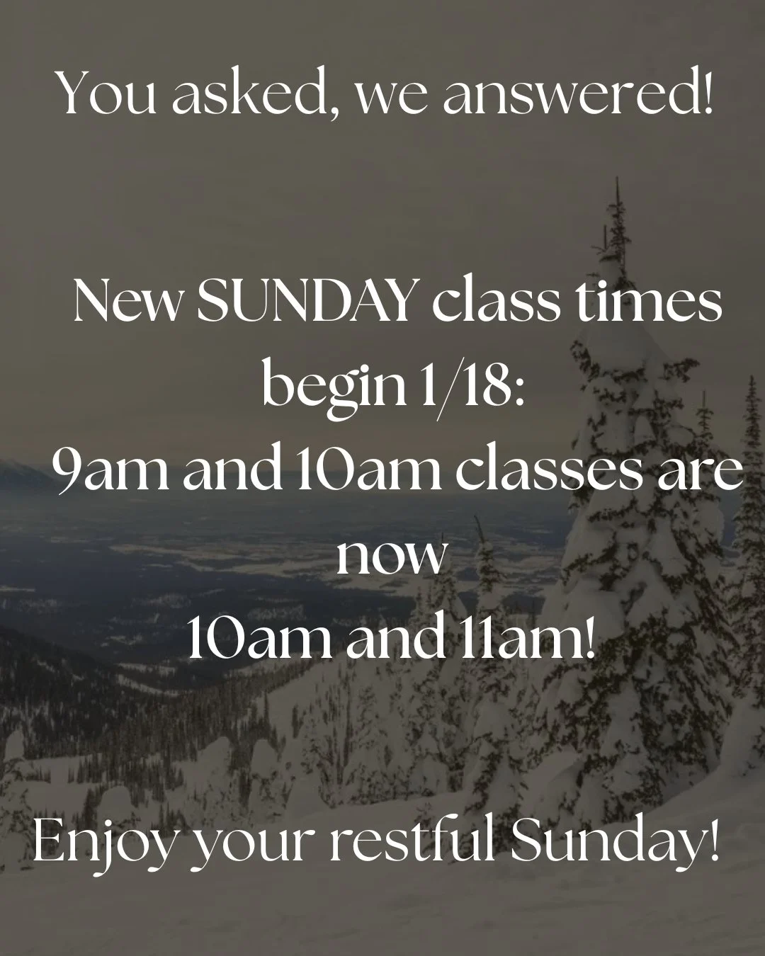 Good morning, HELSE crew! We asked our clients what class times they want to see on Sundays- as it turns out, everyone could use a bit more rest! As such, Sunday classes are moving one hour later- we'll see you at 10 AM and 11 AM!