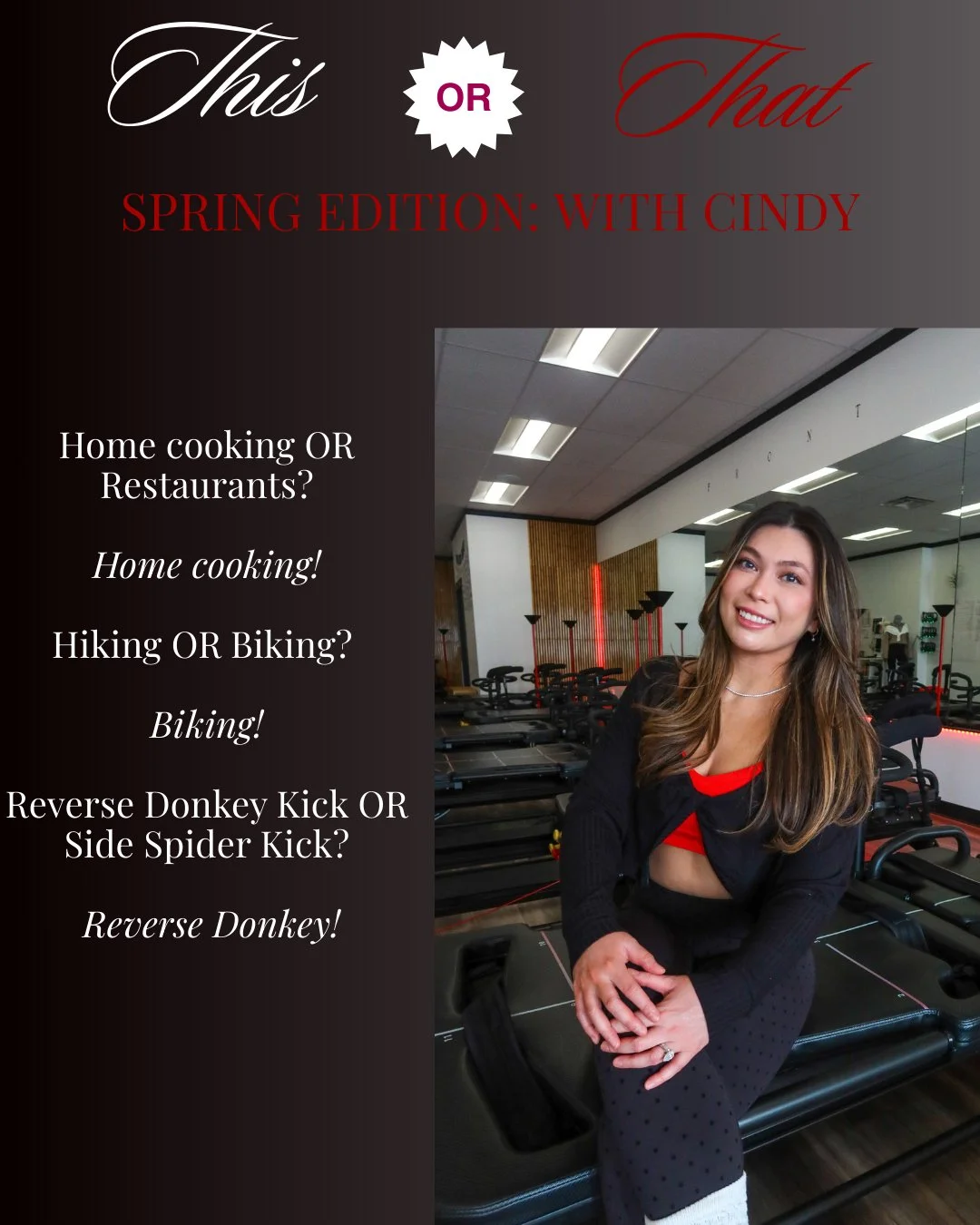 Meet Cindy! Come join her for class this month (and maybe swap recipes)! 

You can find her on the mic: 
Tuesdays @ 5:30 PM
Thursdays @  5:30 PM
Sundays @ 4:30 PM