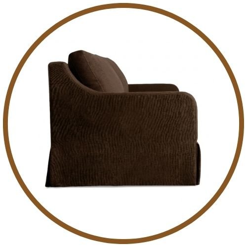 The Julian sofa by CR Laine upholstered in a custom fabric, showcasing the frame's signature arm detail.