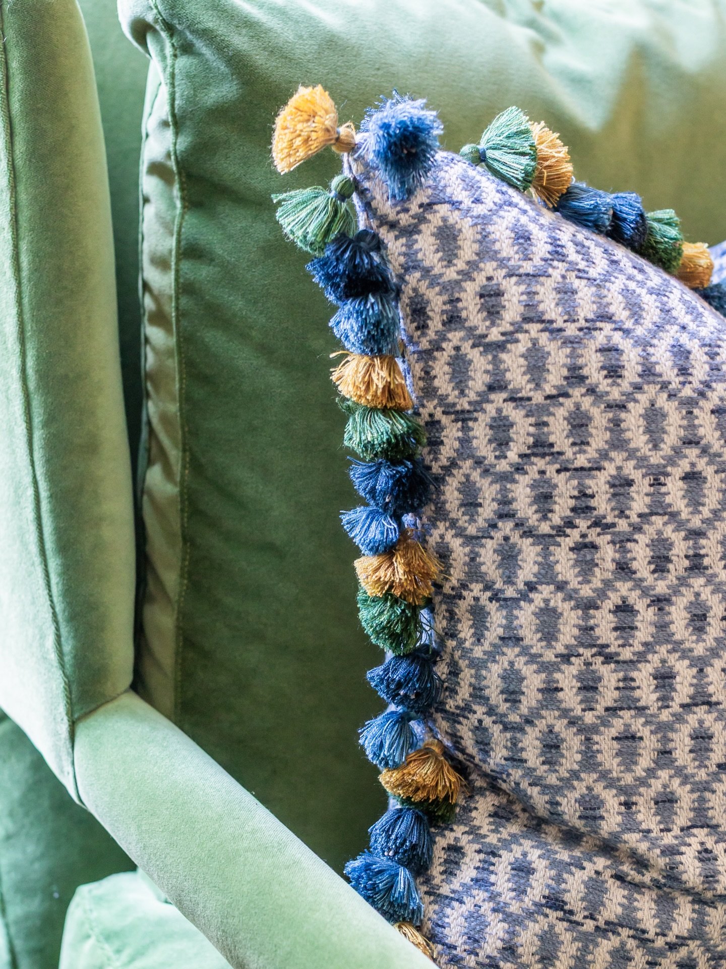 Thoughtfully paired fabric and trim make for the perfect custom pillow to complement the iconic Hoyt chair in verdant green velvet. 

Looking to bring this level of elevated detail to your home?

Stop by our showroom to explore fabric, trim, and furn