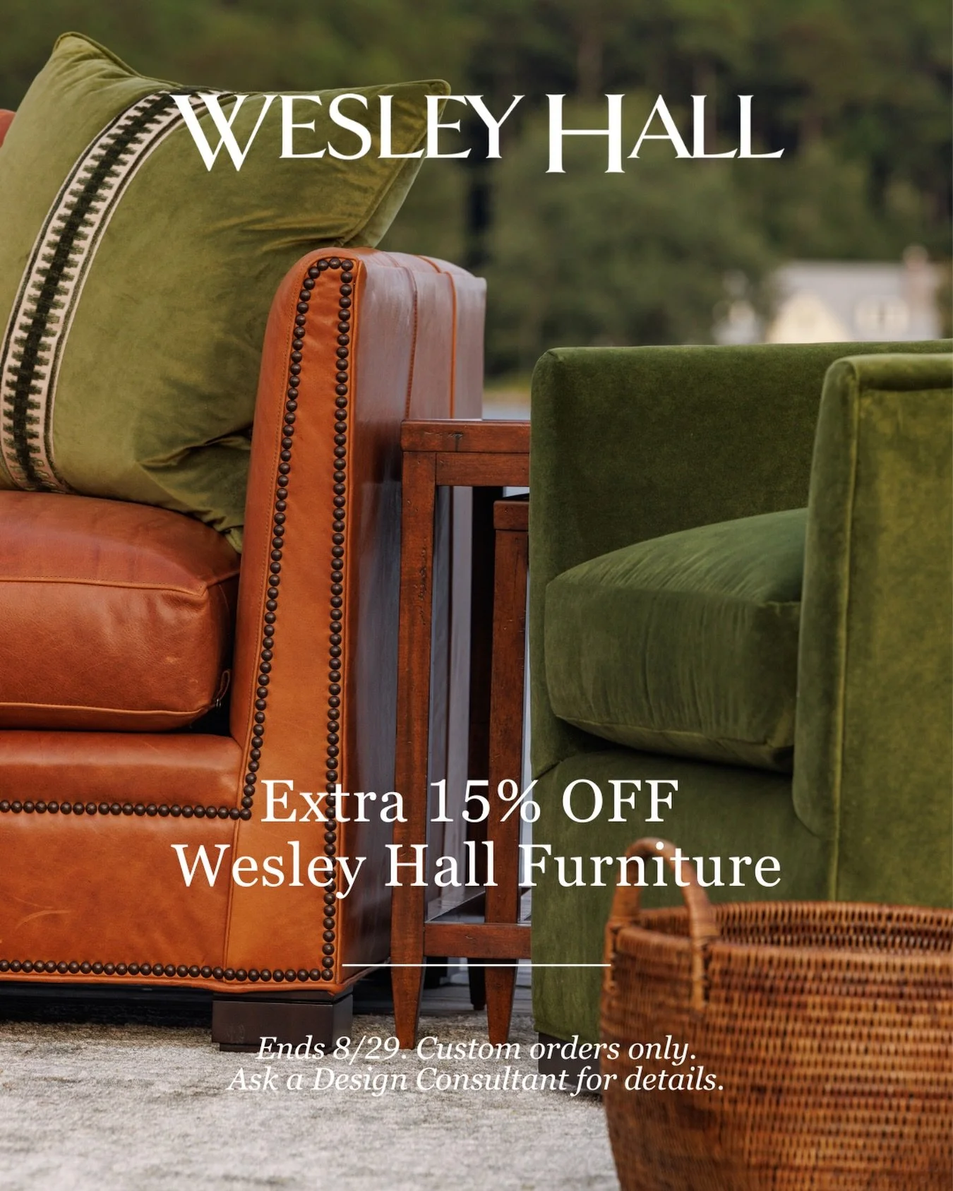 Last chance to take advantage of our Wesley Hall promotion! 🌟 

Through 5 PM today, August 29, enjoy an extra 15% off custom sofas, sectionals, chairs, ottomans, and more from @wesleyhallfurniture.

If you&rsquo;ve been thinking about investing in c