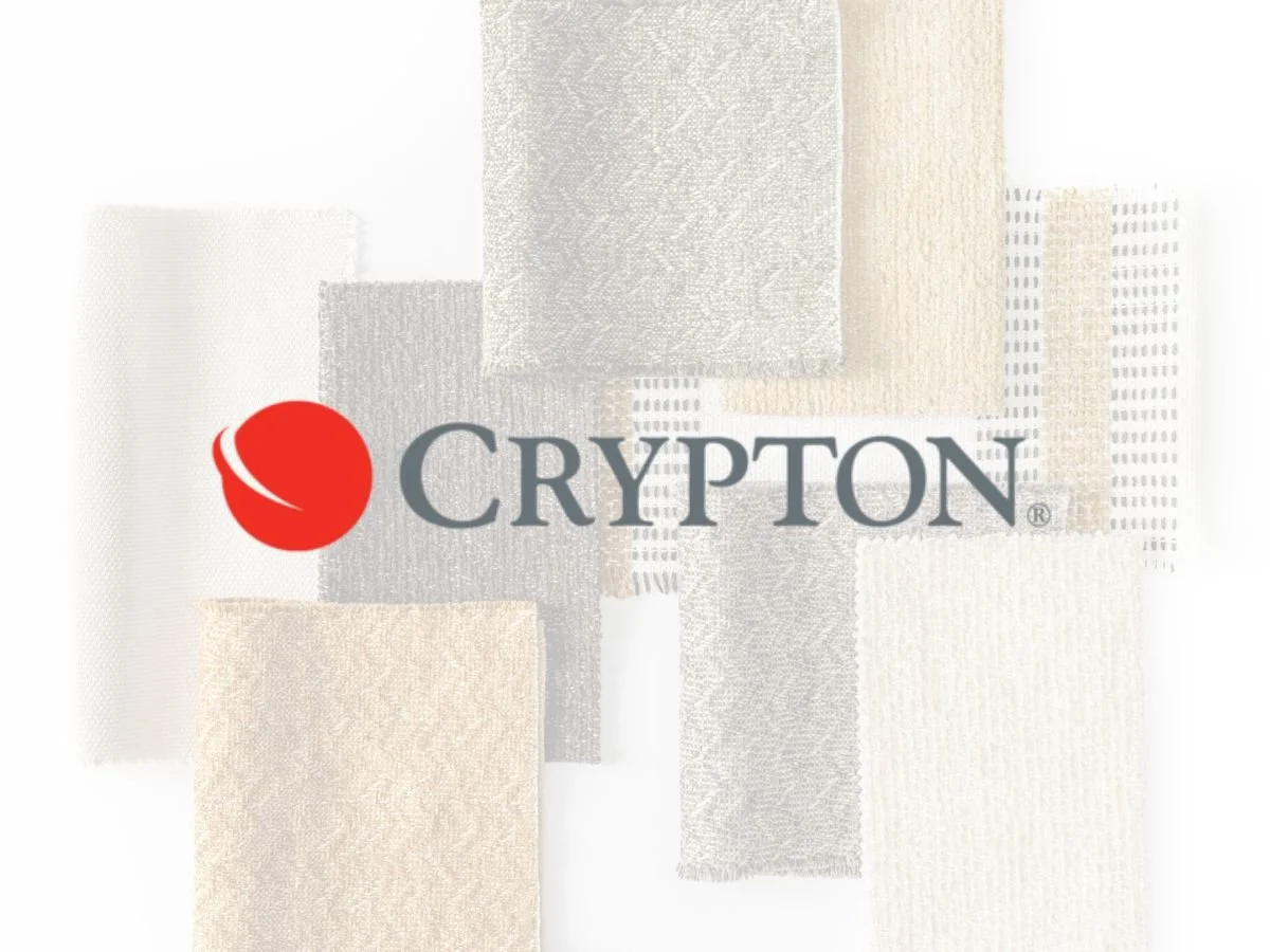Crypton logo showcased on a captivating photo of the brand's fabric, providing durable and stain-resistant solutions for upholstery, perfect for stylish and practical home decor projects, available at u-fab.