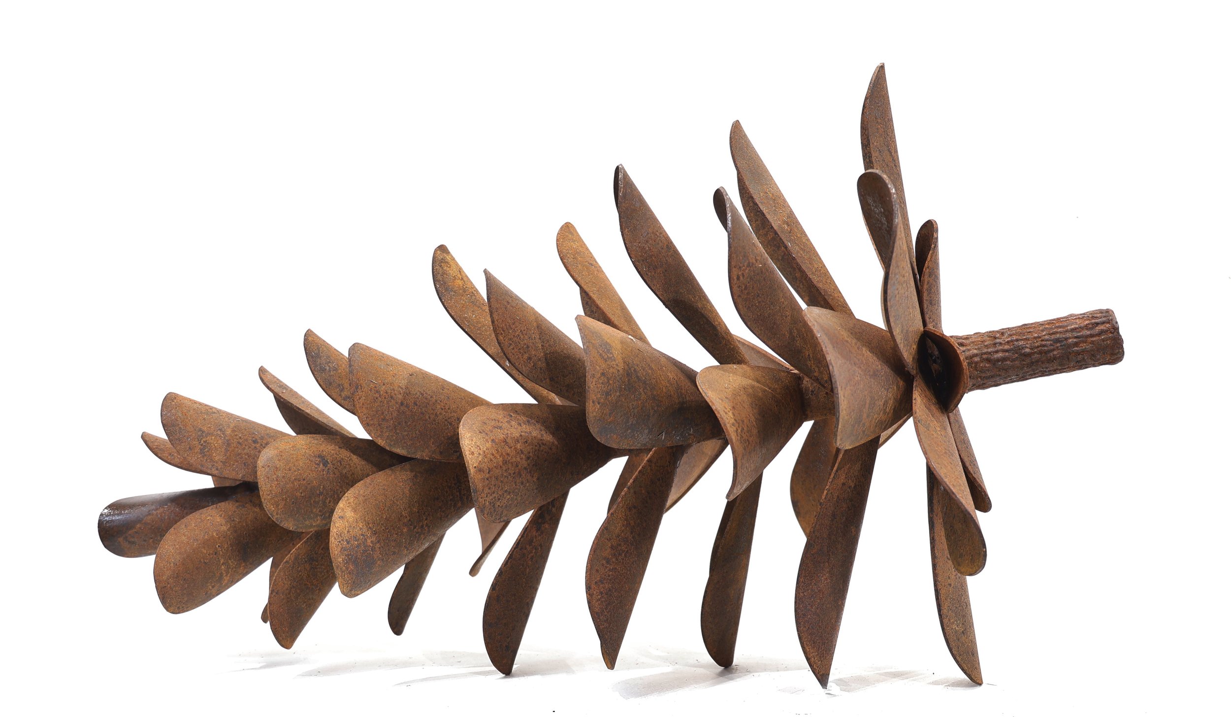 Pinecone   
24"x13"x13"          
corten steel (pre-oxidized)    
$1500        