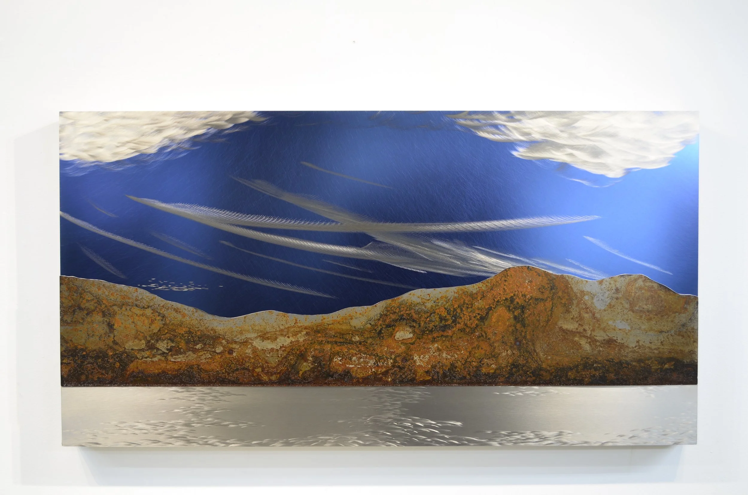 Northern Sky #23-243   
21"x40"x2"          
coated steel and stainless steel 
$ 2,350    