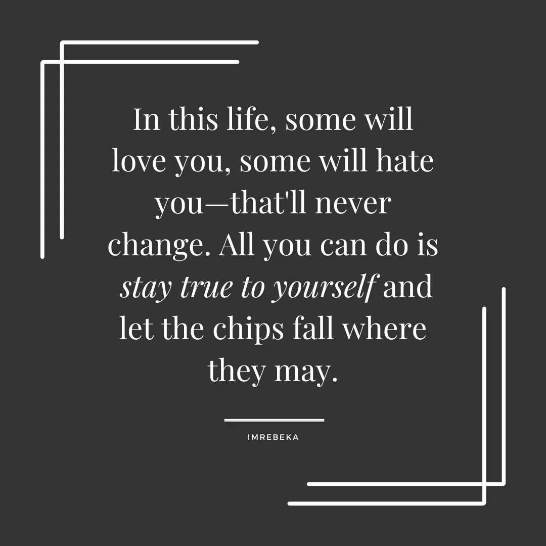 Created this design as a reminder that no matter what people think&mdash;love or hate&mdash;you can&rsquo;t control that. All you can control is showing up as your true self. Let the chips fall where they may, and trust that being real is enough. Som