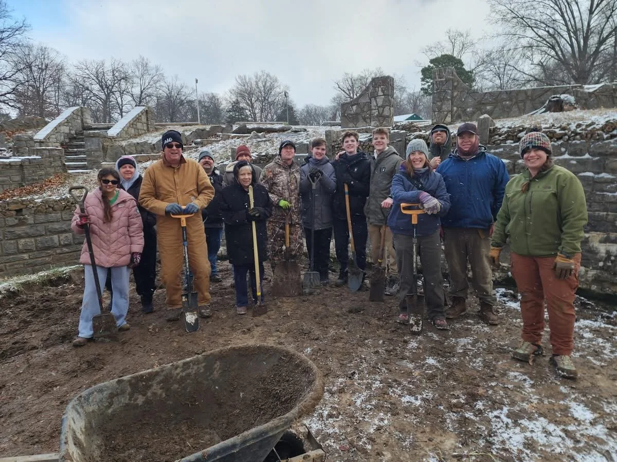 Group photo of volunteers from the January 17 work day at Sylvan Springs - phot by Erin Nichols