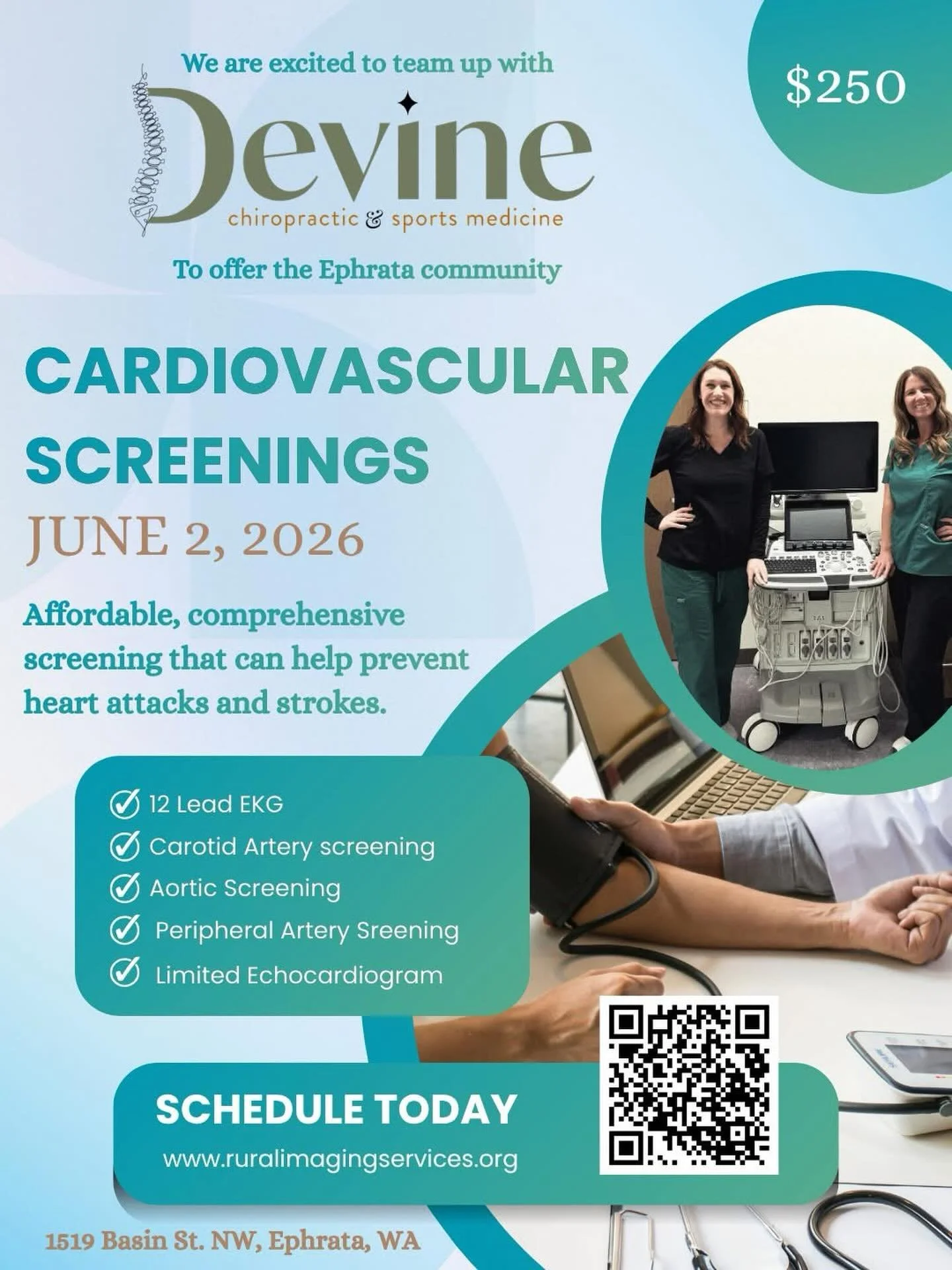 We are going to start hosting this wonderful event put on by @rural_imaging_services 

It is never to early for these preventative screenings. Spots will fill up fast. Sign up now.