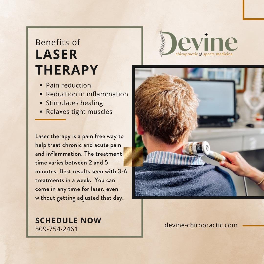 Cold laser is a great tool for decreasing inflammation and helping to accelerate tissue healing. It works great on injuries like sprains/strains, whiplash, and bursitis. It is a great affordable option to reduce healing times without harmful side eff