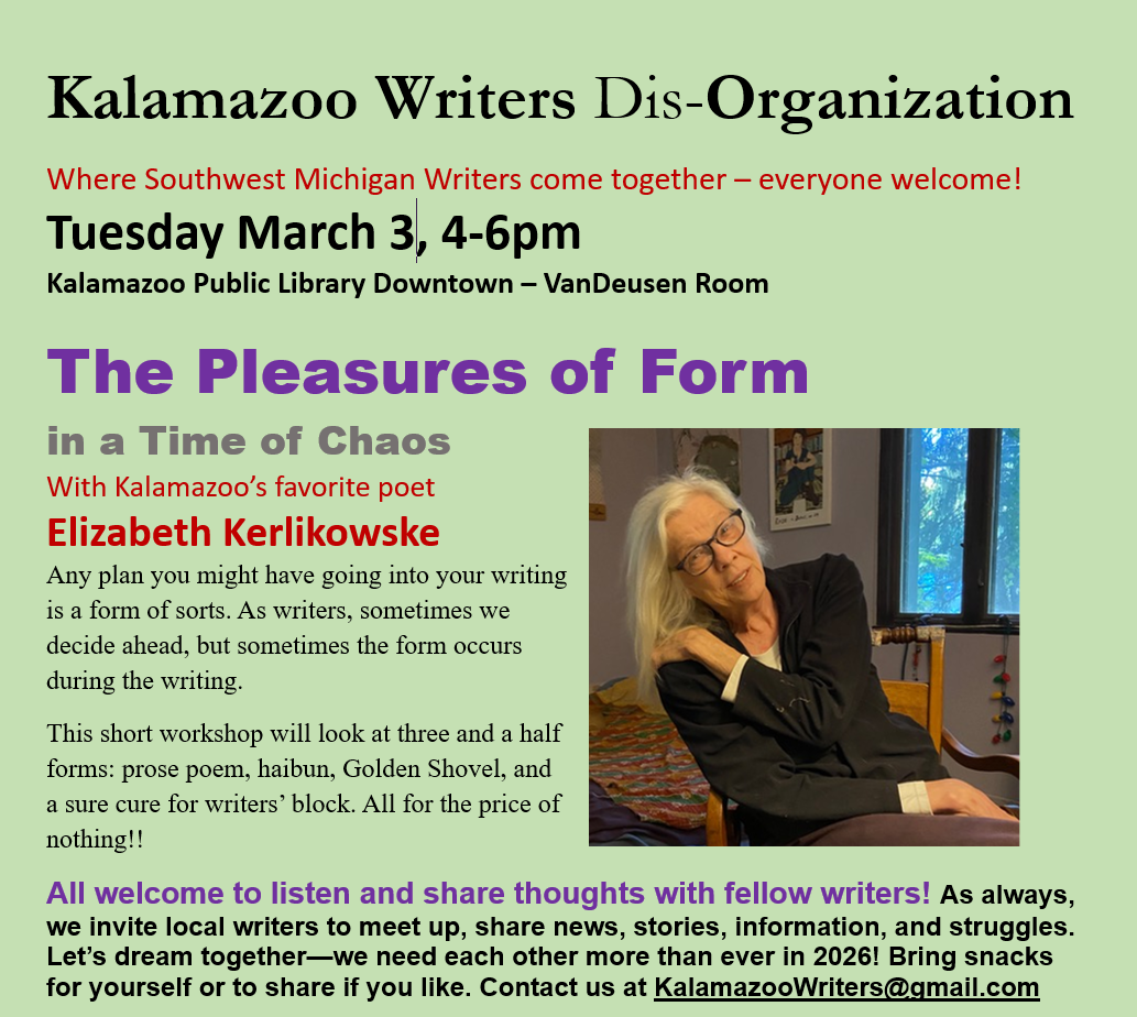Kalamazoo Writers Disorganization - March meeting