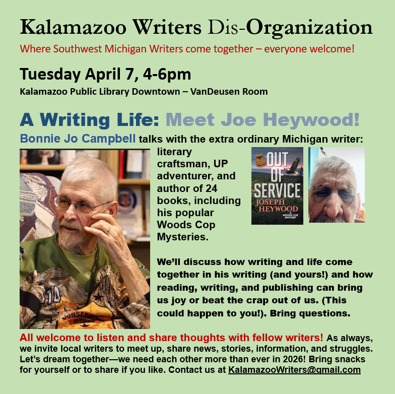 Kalamazoo Writers Disorganization April 2026 meeting
