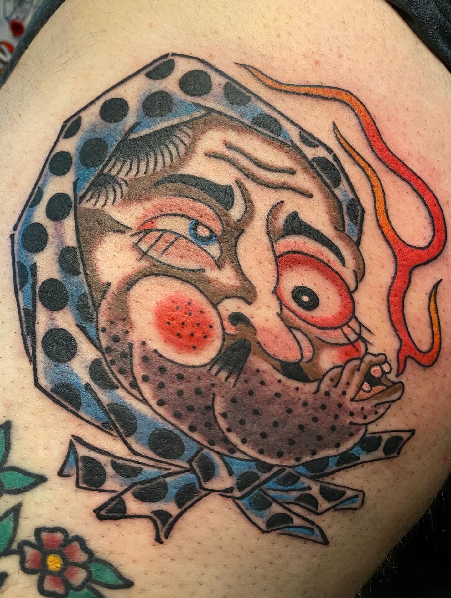 When the spicy too spicy 🥵 

Hyotokko tattoo for Xander because he&rsquo;s been a good boy all year long and god damn it, for the whimsy.
If you wind your way to the end of this little hallway, there&rsquo;s a couple of well-maintained skin pics the