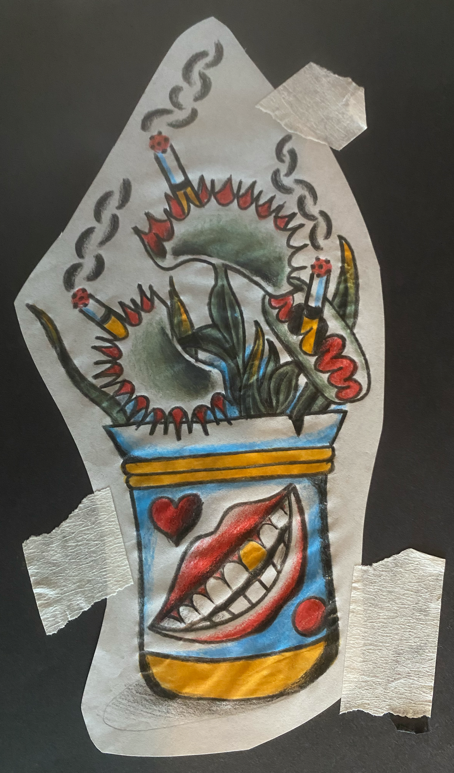 About 4 or 5 inches tall. Perfect for a limb. Can be done in black and gray or black and red if preferred.