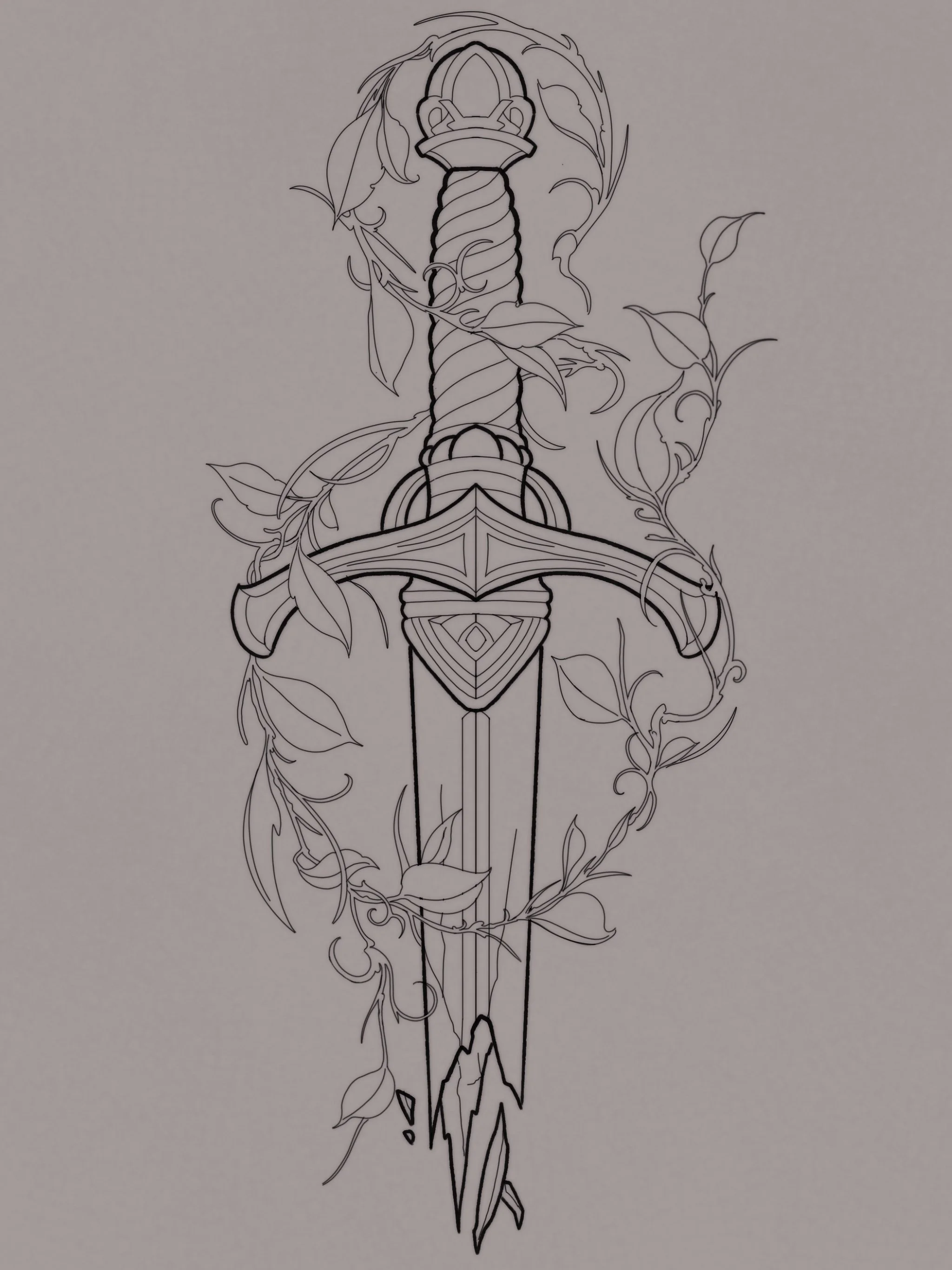 6-7 inches tall or larger. Upper arm, thigh, or  calf would be excellent placements for this design. Black and gray or color options available.