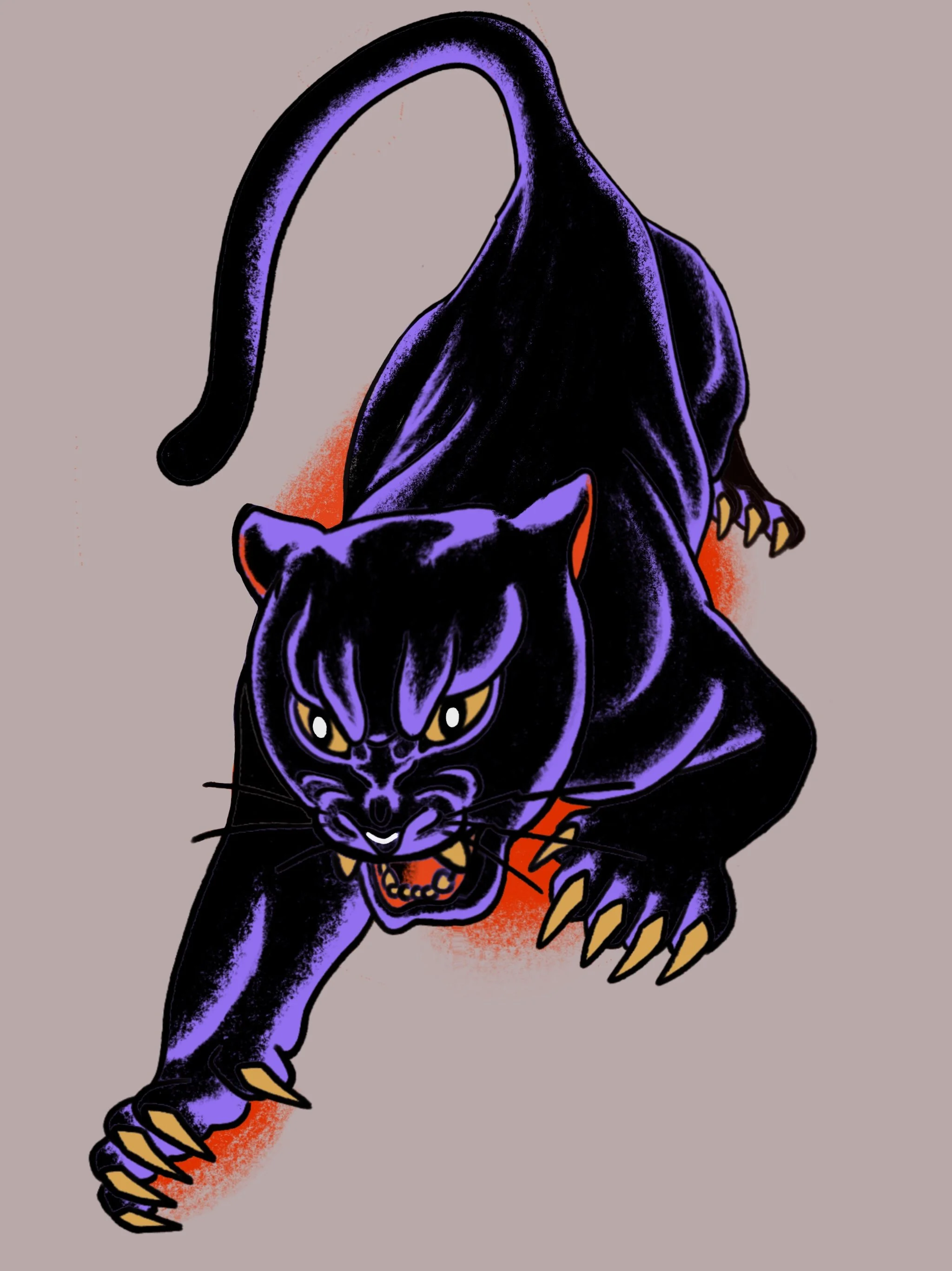 4-5 inches tall or larger. Traditional tattoo with traditional rules, if it fits, it works!
Alternate colors or black and gray options available.