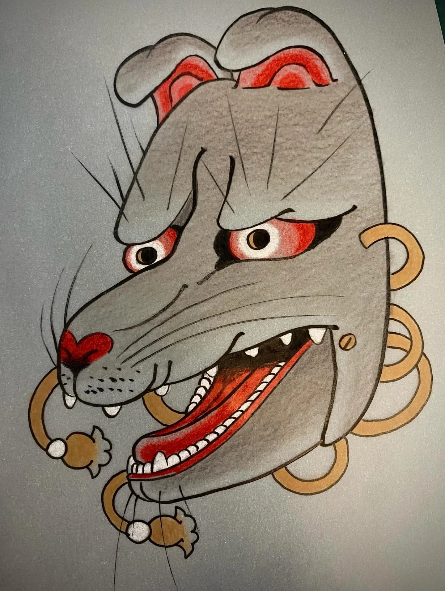 Kitsune mask. About 7 inches tall. Great for many placements! Excellent component of a kitsune or mask sleeve.