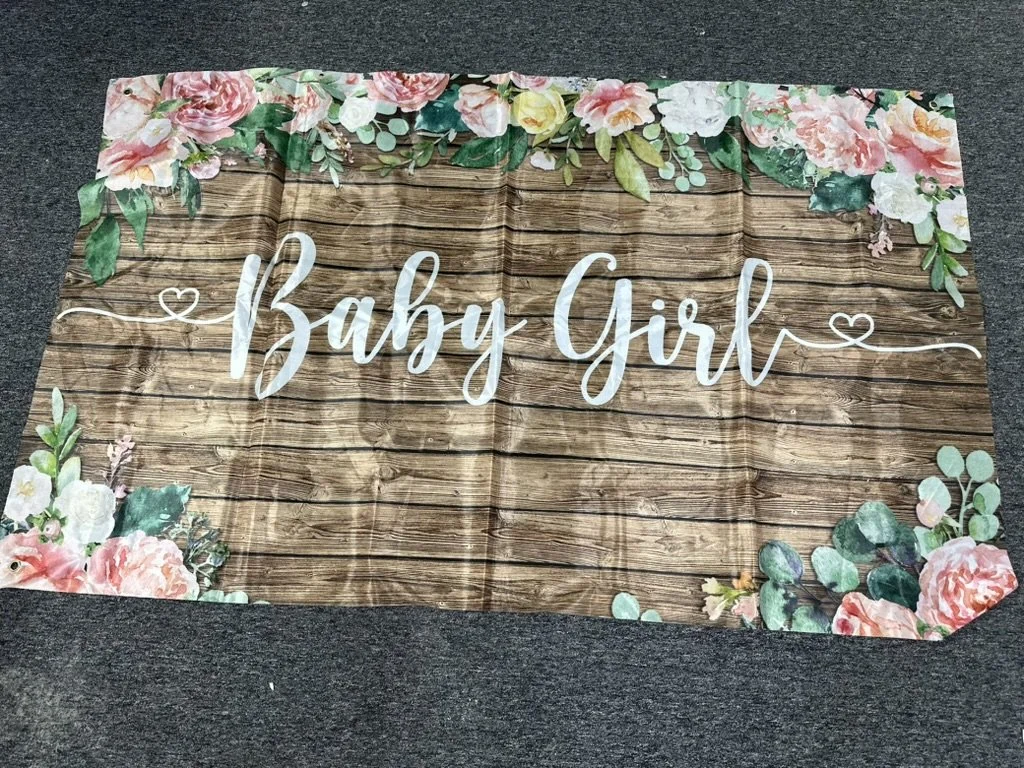 Baby girl rustic fabric backdrop