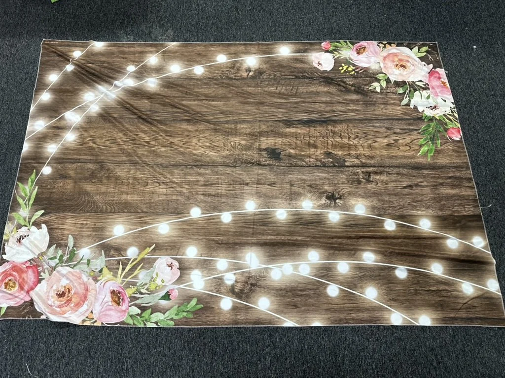 Floral/Wood fabric backdrop