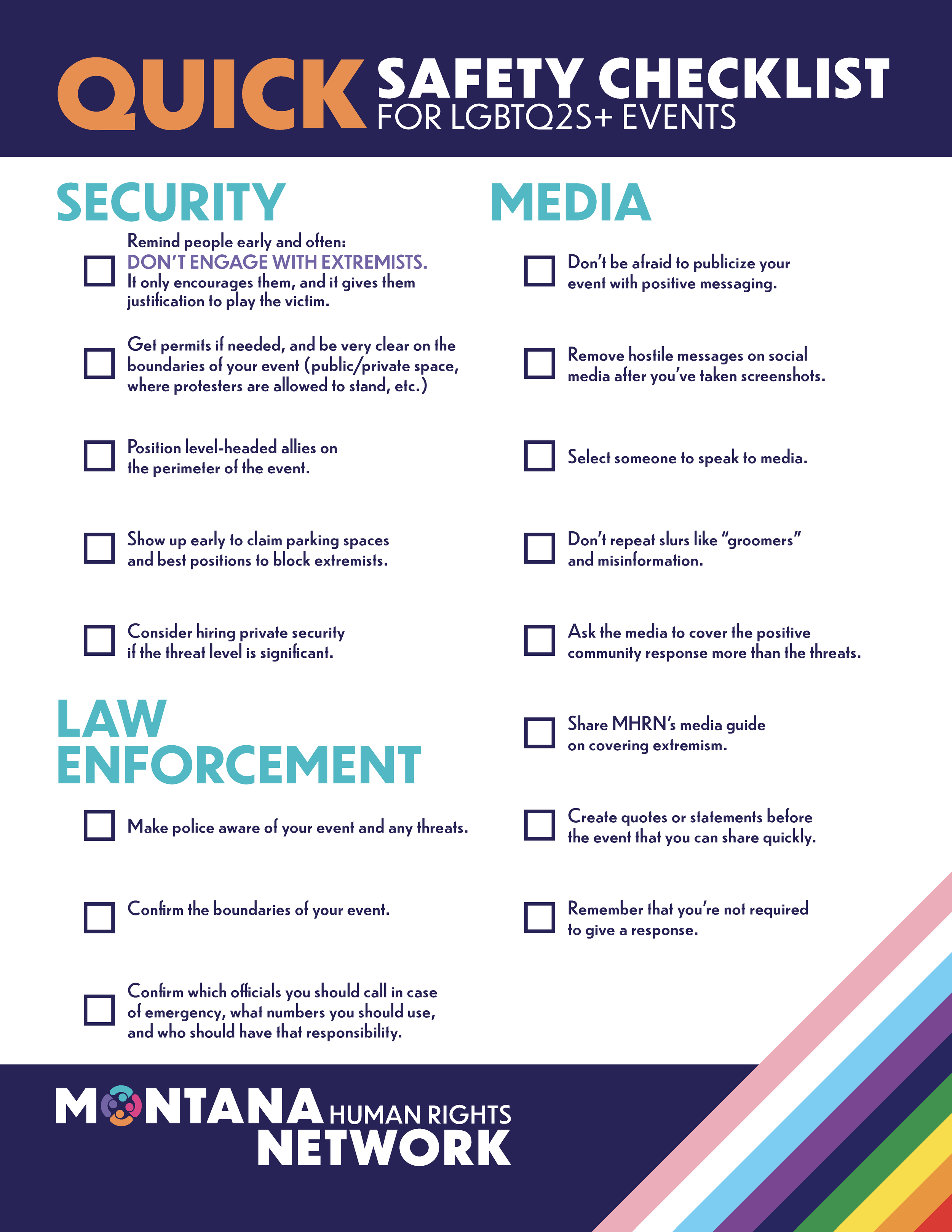 Quick Safety Checklist for LGBTQ2S+ Events